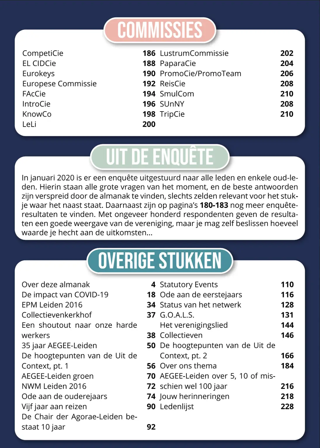 The second page of the table of contents.