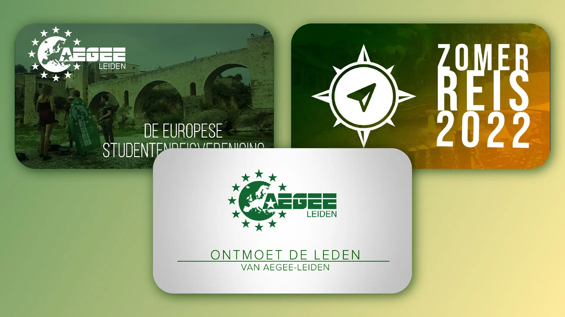 A collection of thumbnails of the promotional videos I made for AEGEE-Leiden