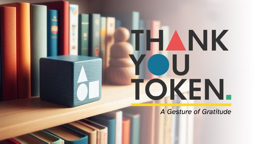 The Thank You Token logo on an AI-generated token, with the true logo on the right